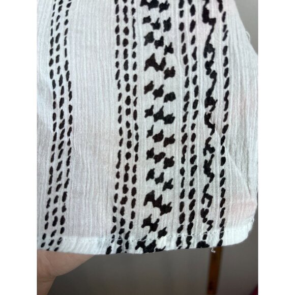 Logo Coastal Tunic Top L White Striped Boho Western Resort Tassel Classic 80s - Picture 4 of 11